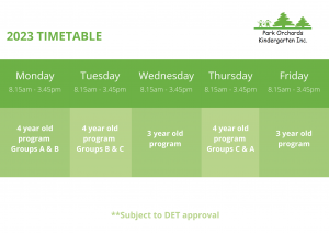 2023 TIMETABLE